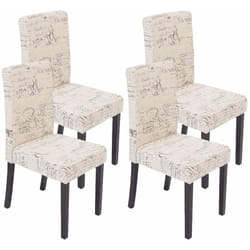 Lot de 4 chaises de salle à manger en tissu crème imprimé pieds foncés CDS04130