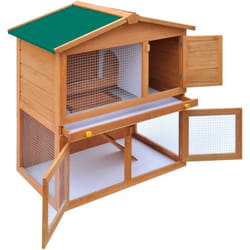 Helloshop26 - Clapier d'extérieur enclos 93 x 60 x 97 cm pour petits animaux 3 portes bois