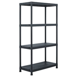 Étagère de rangement - Non spécifié - 60 x 30 x 138 cm - Plastique noir - 100 kg capacité - 4 niveaux