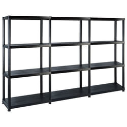 etagere de rangement bibliotheque 4 niveaux 130 cm plastique noir