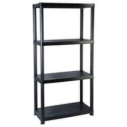 Etagère de rangement bibliothèque 4 niveaux 130cm plastique noir - Meuble de salon