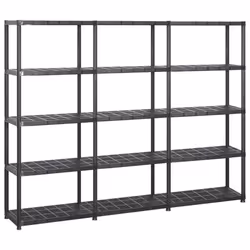 Etagère de rangement bibliothèque 5 niveaux 170cm - Plastique noir