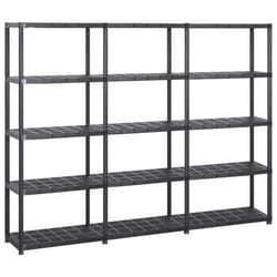 Etagère de rangement bibliothèque 5 niveaux 170cm - Plastique noir