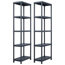etageres de rangement 2 pieces 125 kg 60 x 30 x 180 cm plastique noir