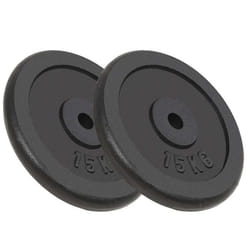 Plaque de poids 2 pieces 2 x 15 kg fonte halteres fitness musculation