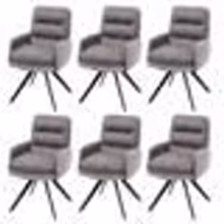 Chaises de salle à manger - Non spécifié - Lot de 6 - Tissu gris clair - Accoudoirs - Pivotantes