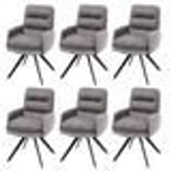 Chaises de salle à manger - Non spécifié - Lot de 6 - Tissu gris clair - Accoudoirs - Pivotantes