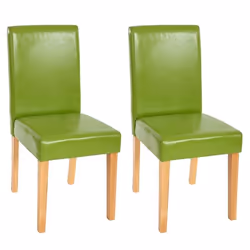 Lot de 2 chaises de salle à manger synthetique vert pieds clairs