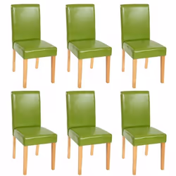 Chaises de salle à manger - Lot de 6 - Vert - Bois massif - Design moderne - Rembourrées
