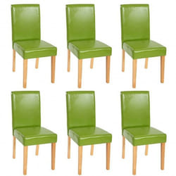 Chaises de salle à manger - Lot de 6 - Vert - Bois massif - Design moderne - Rembourrées