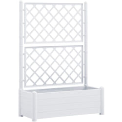Jardinière avec treillis 100 x 43 x 142 cm jardin plantes fleurs pp blanc