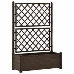 Jardiniere avec treillis 100 x 43 x 142 cm jardin plantes fleurs PP moka