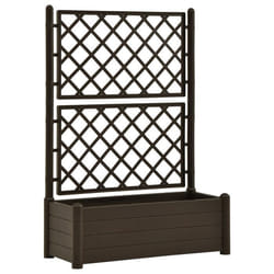 Jardiniere avec treillis 100 x 43 x 142 cm jardin plantes fleurs PP moka
