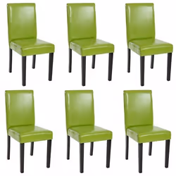 Lot de 6 chaises de salle à manger synthetique vert pieds fonces