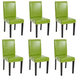 Lot de 6 chaises de salle à manger synthetique vert pieds fonces