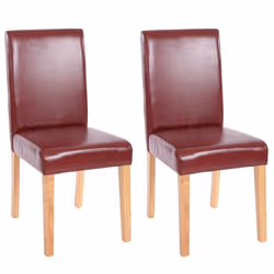 Lot de 2 chaises de salle à manger synthetique rouge/brun pieds clairs
