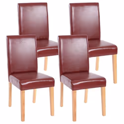 Lot de 4 chaises de salle à manger synthetique rouge/brun pieds clairs