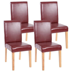 Lot de 4 chaises de salle à manger synthetique rouge/brun pieds clairs