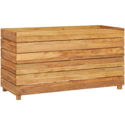 Lit surélevé jardinière 100 x 40 x 55 cm bois de teck recyclé et acier
