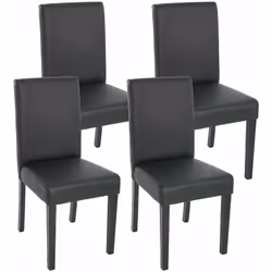 Lot de 4 chaises noir mat pieds foncés Assise et dossier rembourrés Coins et bords arrondis Design moderne Pieds antidérapant ...