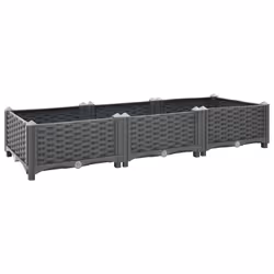Jardiniere lit sureleve plantes fleurs jardin 120 x 40 x 23 cm polypropylene gris fonce