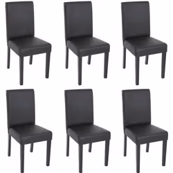Lot de 6 chaises de salle à manger simili-cuir noir mat pieds foncés CDS04235
