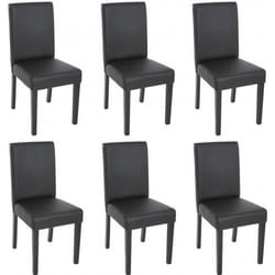Lot de 6 chaises de salle à manger simili-cuir noir mat pieds foncés CDS04235