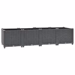 Jardiniere lit sureleve plantes fleurs jardin 160 x 40 x 38 cm polypropylene gris fonce