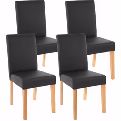 Lot de 4 chaises noir mat pieds clairs Assise et dossier rembourrés Coins et bords arrondis Design moderne Pieds antidérapant ...