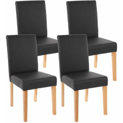 Lot de 4 chaises de salle à manger synthétique noir mat pieds clairs CDS04136