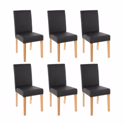 Lot de 6 chaises noir mat pieds clairs Assise est dossier rembourrés Coins et bords arrondis Design moderne Pieds antidérapan ...