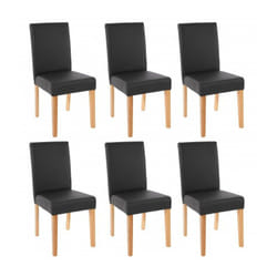 Lot de 6 chaises de salle à manger synthétique noir mat pieds clairs CDS04236
