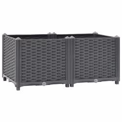 Jardiniere lit sureleve plantes fleurs jardin 80 x 40 x 38 cm polypropylene gris fonce
