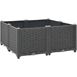 Helloshop26 - Jardinière lit surélevé plantes fleurs jardin 80 x 80 x 38 cm polypropylène gris foncé