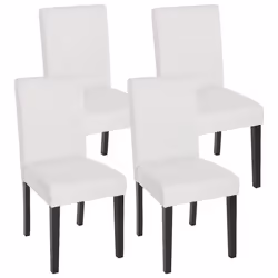 Lot de 4 chaises de salle à manger synthetique blanc mat pieds fonces