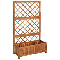 Jardiniere lit sureleve plantes fleurs jardin avec treillis 85 x 38 x 150 cm bois massif d acacia
