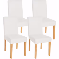 Lot de 4 chaises blanches mat pieds clairs Assise et dossier rembourrés Coins et bords arrondis Design moderne Pieds antidéra ...