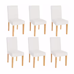 Lot de 6 chaises blanches mat pieds clairs Assise et dossier rembourrés Coins et bords arrondis Design moderne Pieds antidéra ...