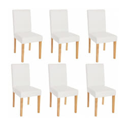 Lot de 6 chaises de salle à manger synthétique blanc mat pieds clairs CDS04238