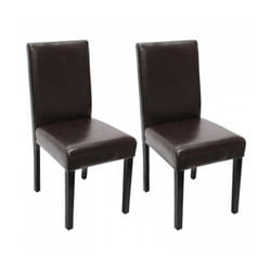 Lot de 2 chaises de salle à manger synthétique marron pieds foncés CDS04039