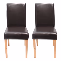 Lot de 2 chaises de salle à manger synthetique marron pieds clairs