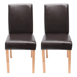 Lot de 2 chaises de salle à manger synthetique marron pieds clairs