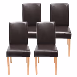 Lot de 4 chaises de salle à manger synthetique marron pieds clairs