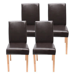 Lot de 4 chaises de salle à manger synthetique marron pieds clairs