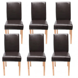 Lot de 6 chaises de salle à manger synthetique marron pieds clairs