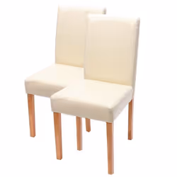 Lot de 2 chaises de salle à manger synthetique crème pieds clairs