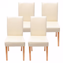 Lot de 4 chaises de salle à manger synthetique crème pieds clairs