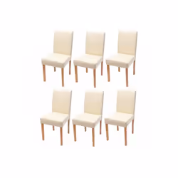 Lot de 6 chaises de salle à manger synthetique crème pieds clairs