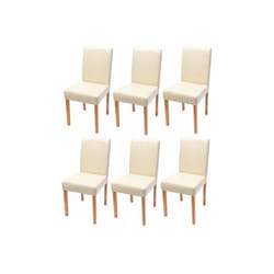 Lot de 6 chaises de salle à manger synthetique crème pieds clairs