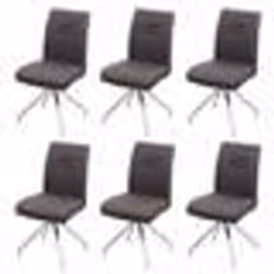 6 par chaises de salle à manger cuisine en tissu gris-marron et en acier ino par ydable design et confortable